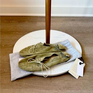 Hobes Boat Shoes Green Suede Leather 39 8 Women’s